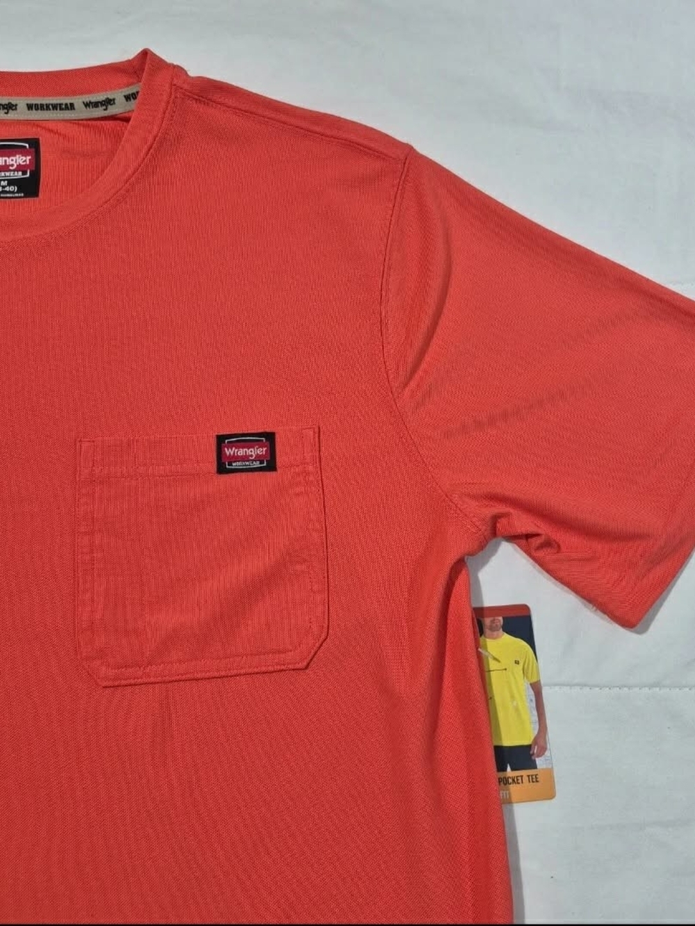 Wrangler Men’s Coral-Red Short Sleeve Pocket Tee